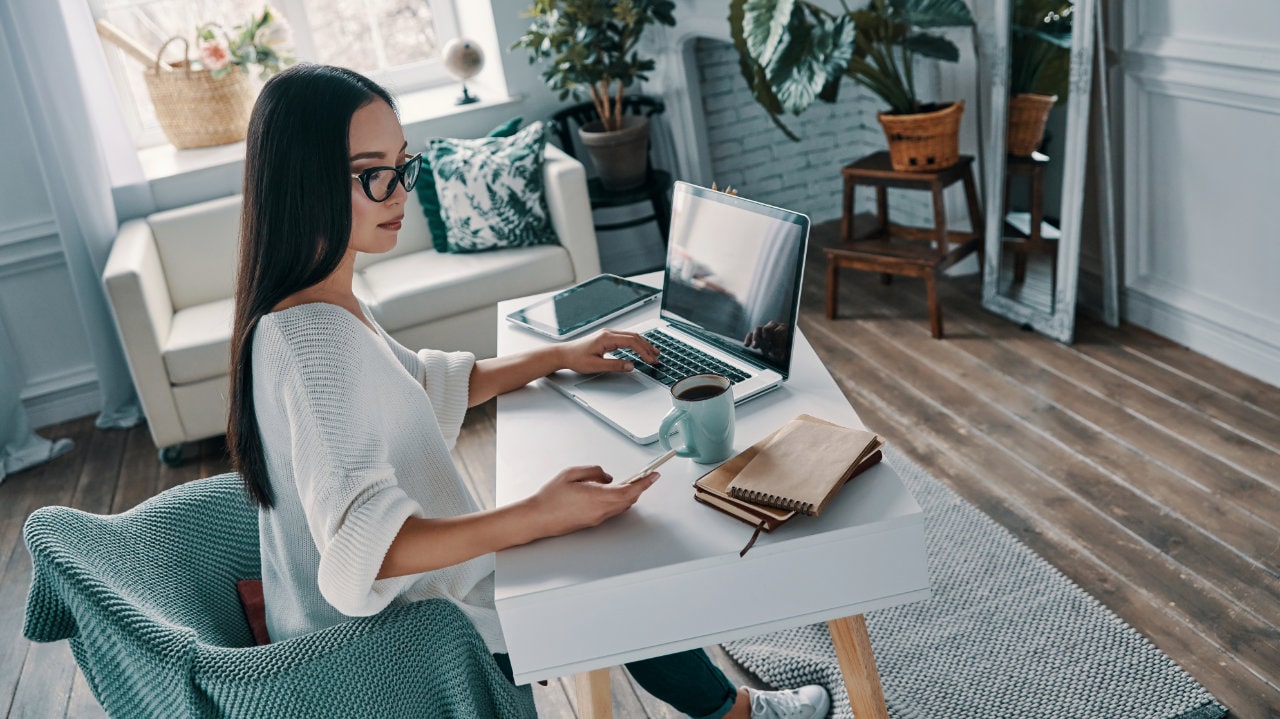woman working at home
