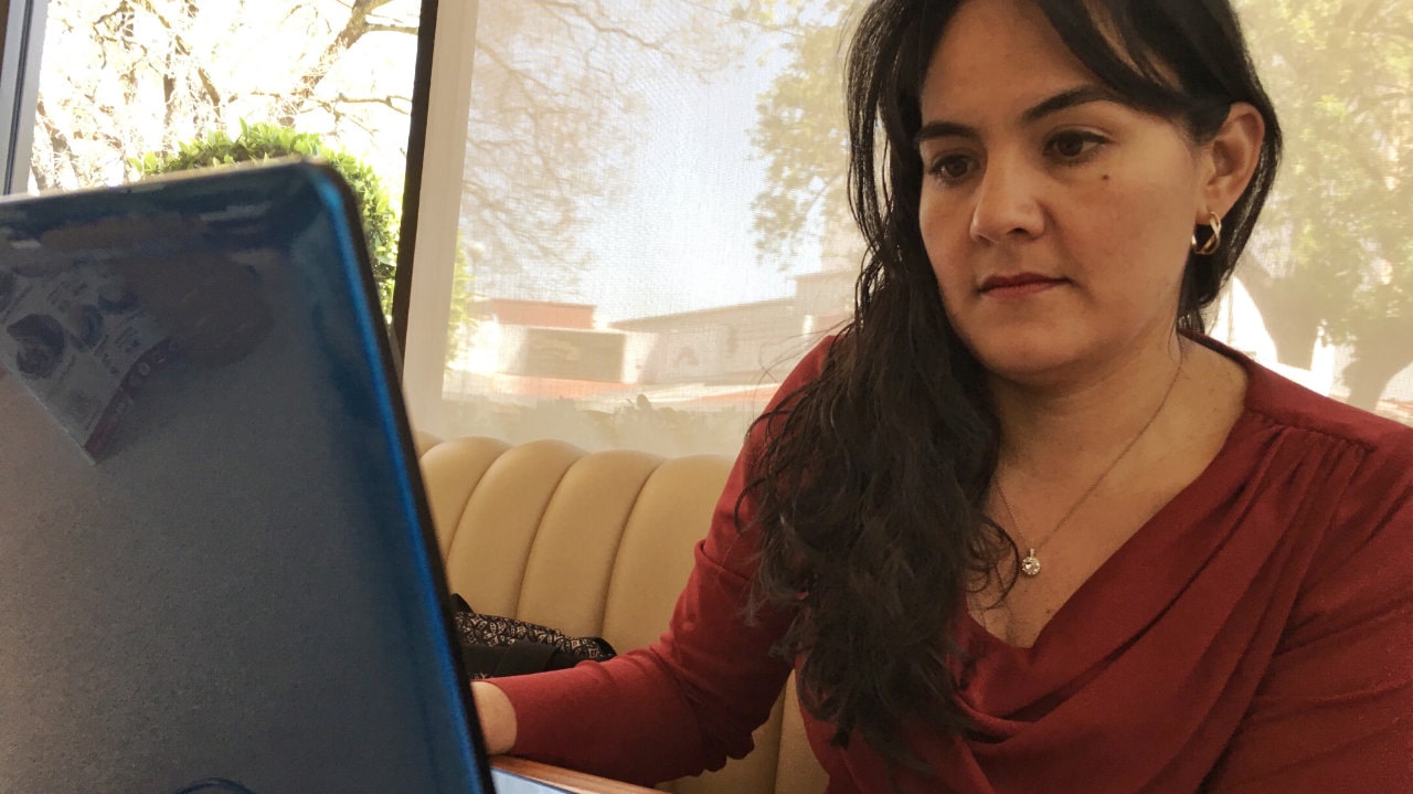 woman working from home