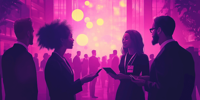 Real estate professionals networking at a 2025 real estate conference